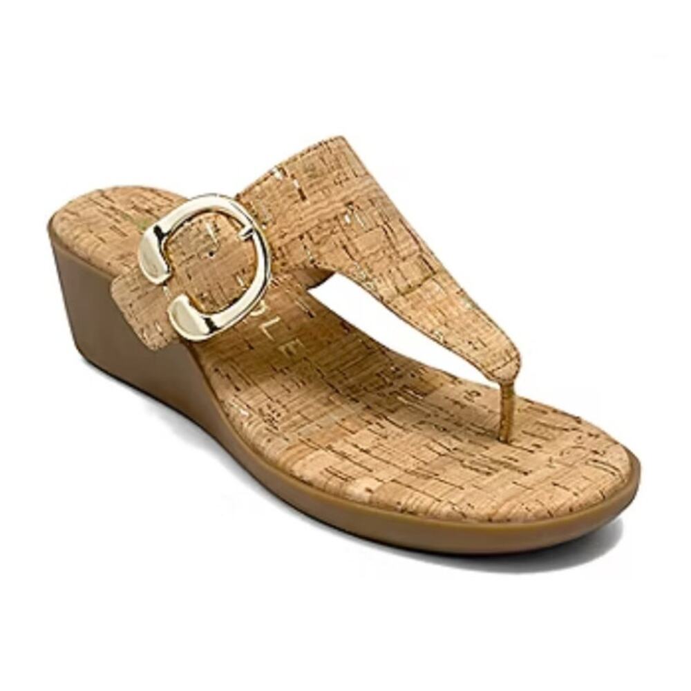 Aerosoles Izola Wedge Sandals | Gold Cork Thong | Women's 10 NWT